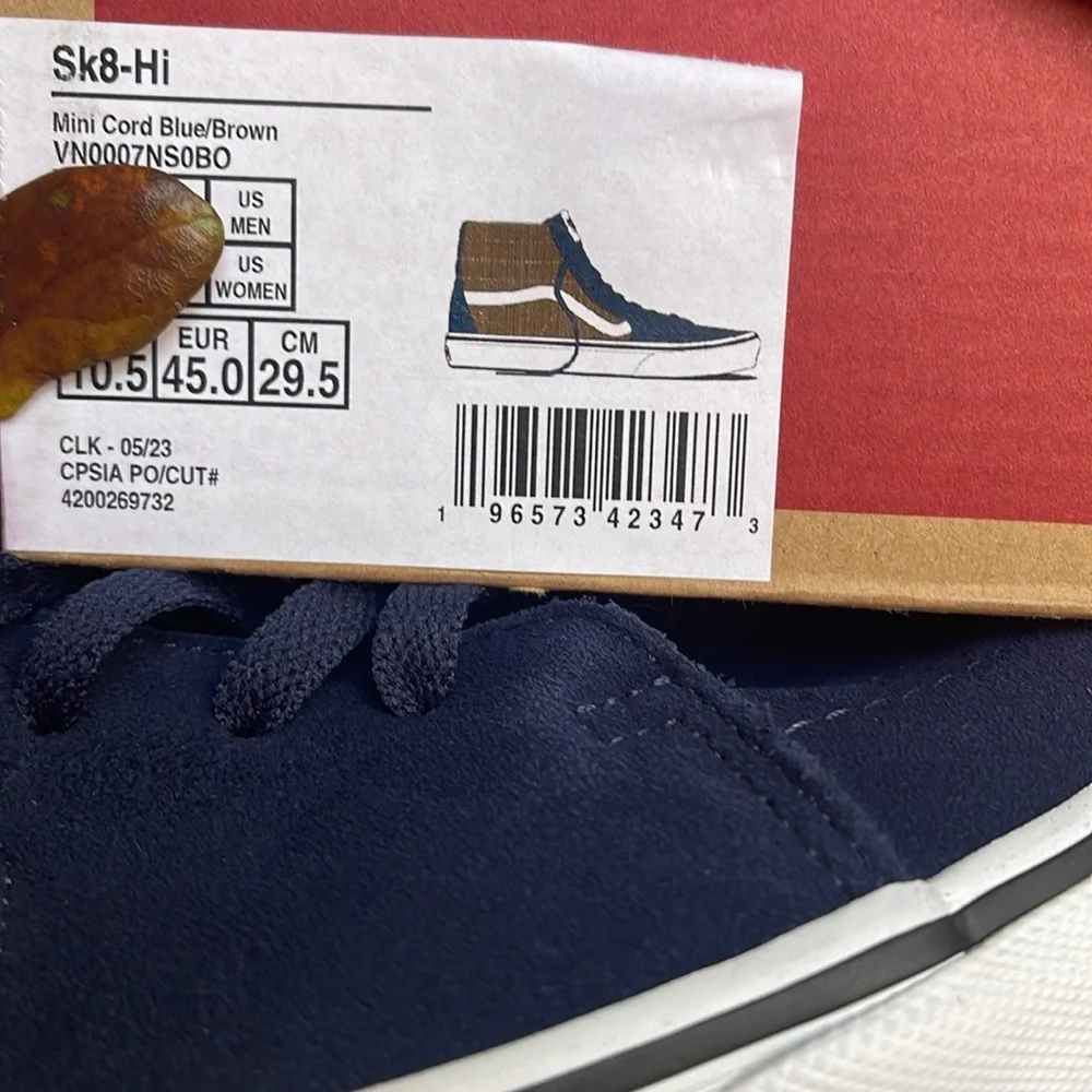 Vans Sk8-Hi High Top Blue/ Brown Corduroy (Men's)
Sk8-Hi "Navy/Brown" Men's Shoe - Picture 16 of 16